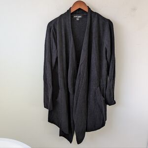 Barefoot Dreams Cozychic Lite Black Island WrapDrape Front Cardigan L/XL